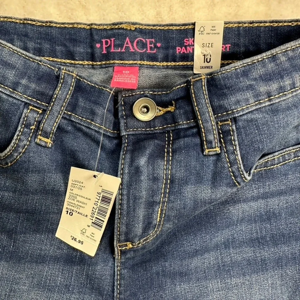 The Children's Place Kids Size 10 Zoe Wash Denim Skimmer Shorts Adjustable Waist